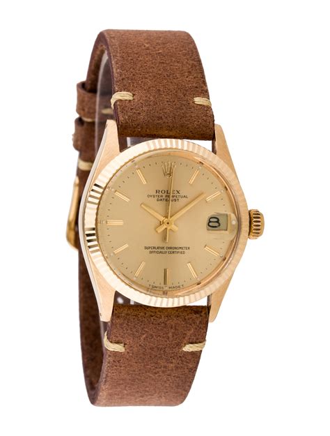 rolex oyster perpetual datejust leather strap|vintage rolex datejust leather strap.